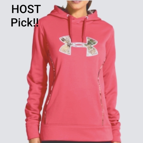 Under Armour Tops - Under Armour Storm Womens Pink Camo Long Sleeve Pullover Hoodie Size M Loose